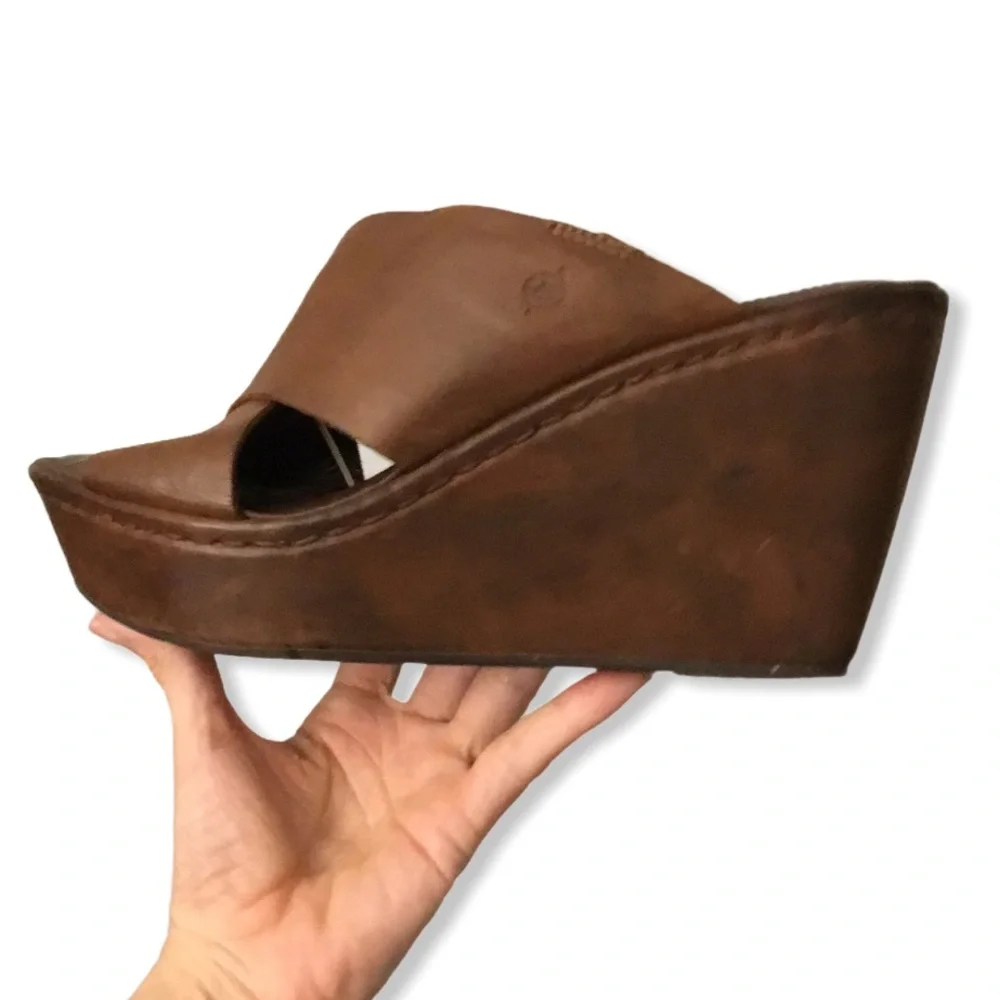 Born Platform Wedge Sandals Leather Upper Size 9 - Picture 3 of 13